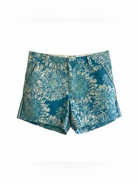 Lilly Pulitzer The Callahan Shorts Womens 00 Blue Floral Cotton Casual Beach
